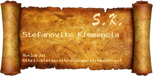Stefanovits Klemencia névjegykártya